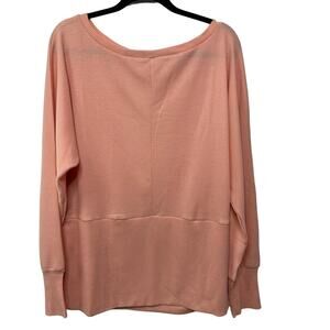 NWT SIMPLE by Suzanne Betro Back Slit Bottom Band Tunic Top Peach Salmon Women L